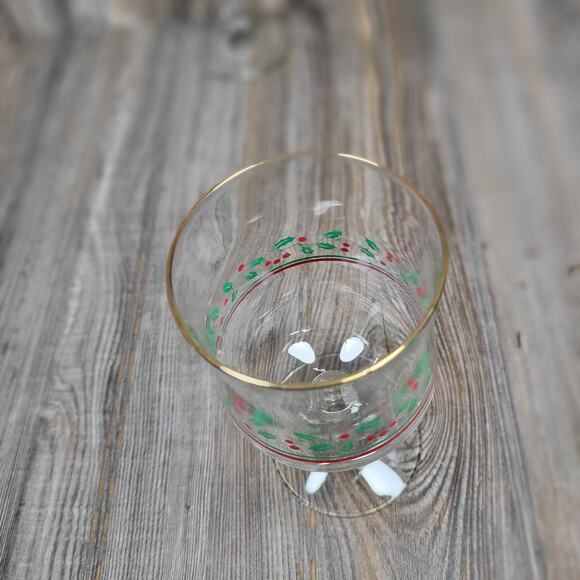 2 Vintage Arby's Holly Berries Christmas Collection Water Goblets, Bow Stem - Picture 6 of 6